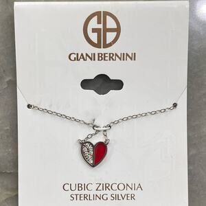 GIANI BERNINI Cubic Zirconia & Enamel Heart Pendant Necklace in Sterling Silver